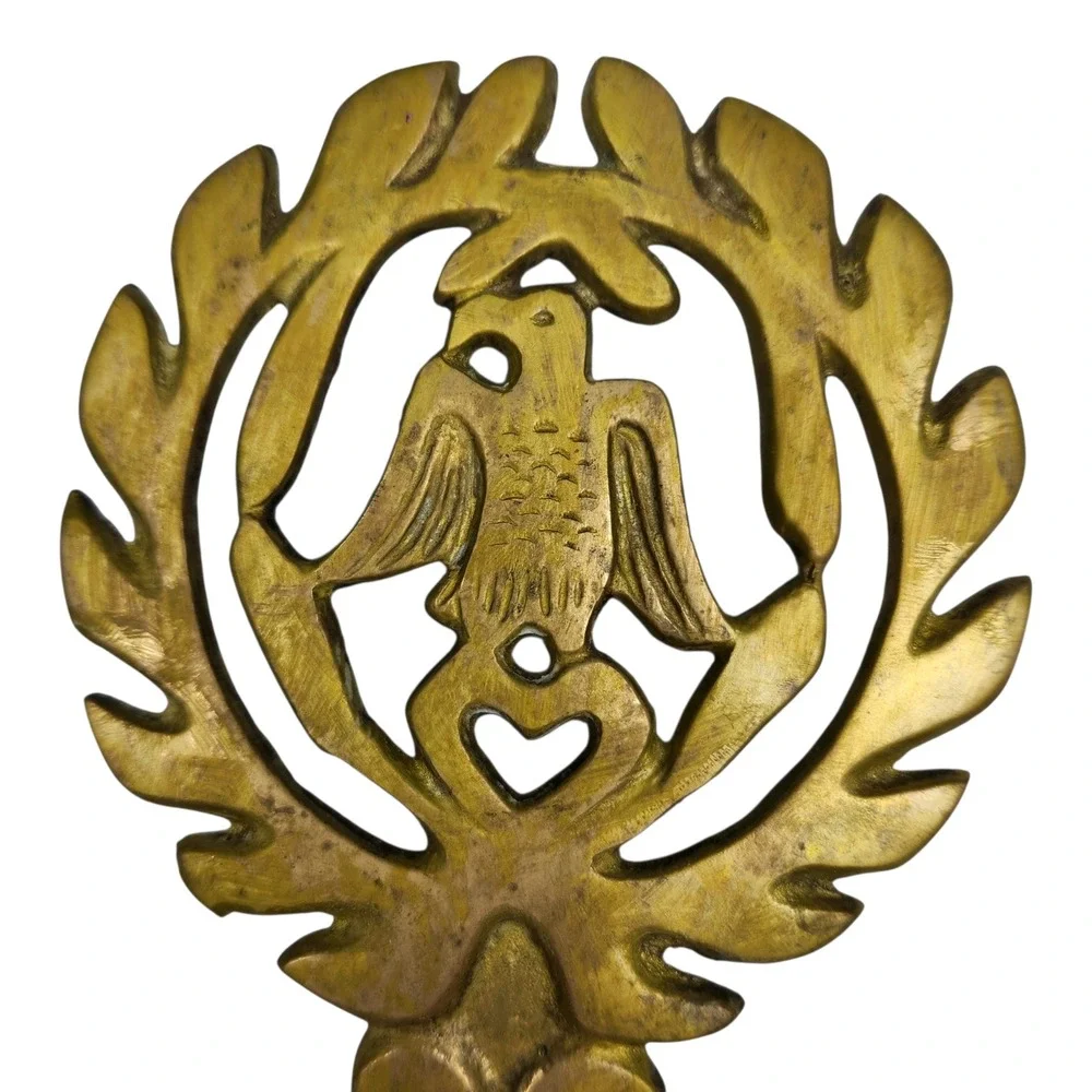 Vintage Brass Trivets Set of 2 Gold Tone Bird Eagle Japan MCM